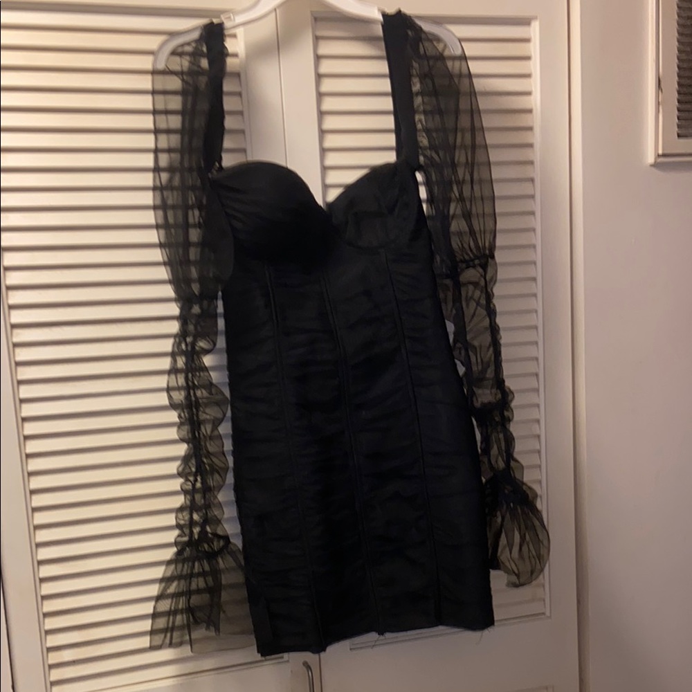 Fashion Nova Black Dress with Sheer Detail